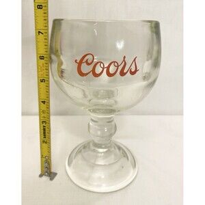 Coors Heavy Beer Goblet Ball Stemmed Schooner Thick Glass Chalice Man Cave 7.5"